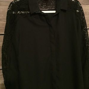 Lace Detail Button Up Blouse